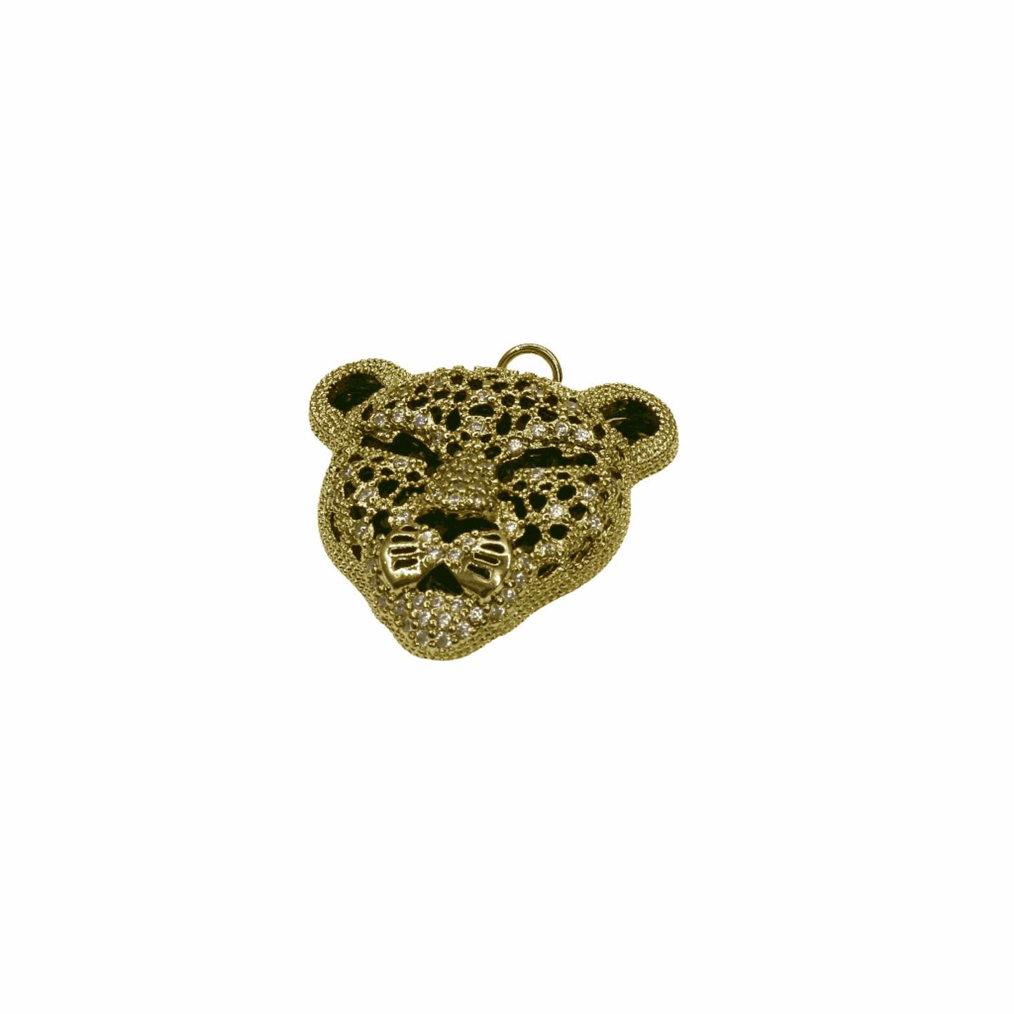 Gold tiger head charm with zirconia stones for jewelry accessories