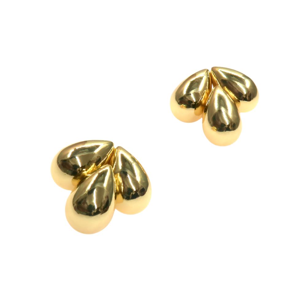 Pair of gold triple gota design stainless steel earrings luxury accessory