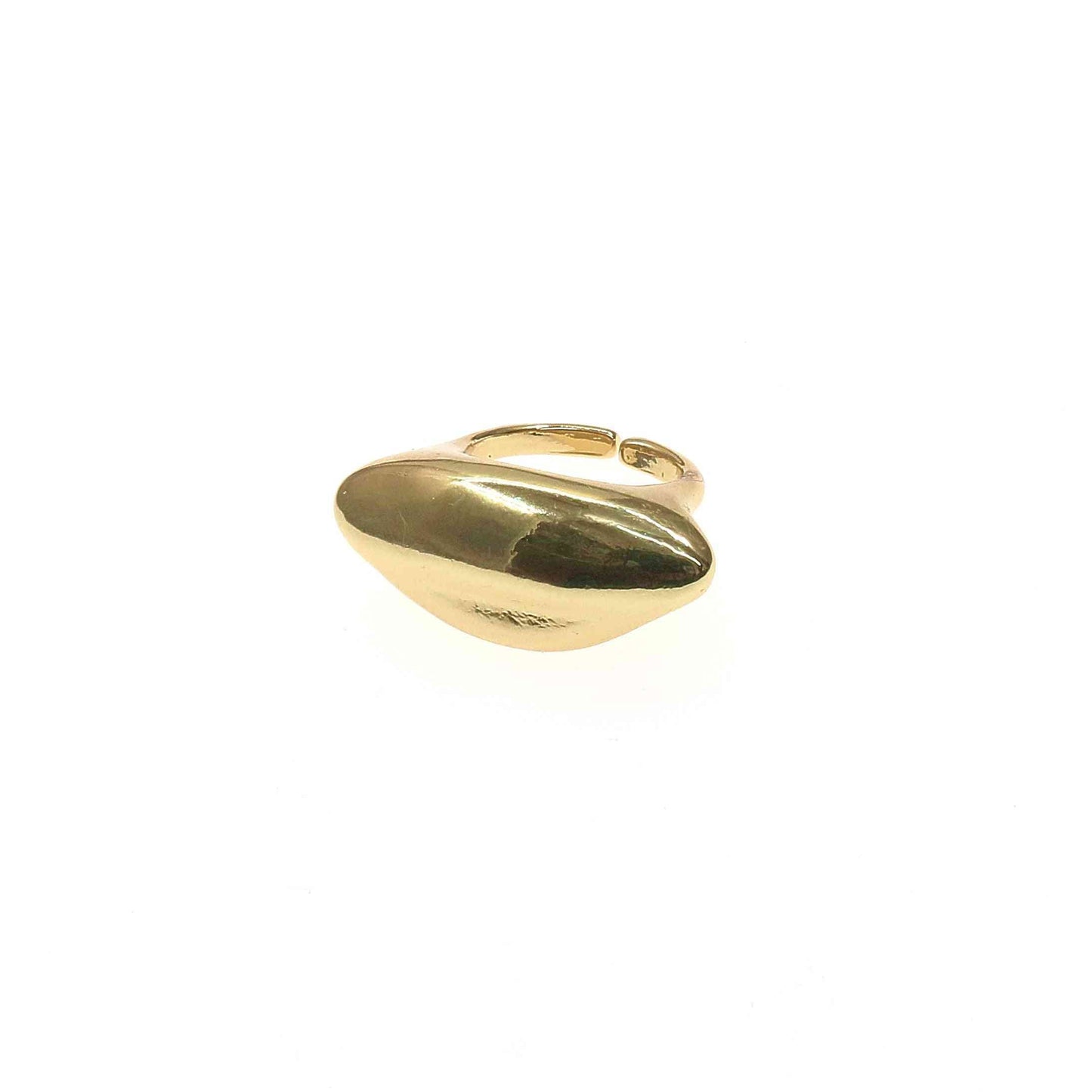 Adjustable ABSTRAC GOLD RING with sleek, elongated design and polished finish
