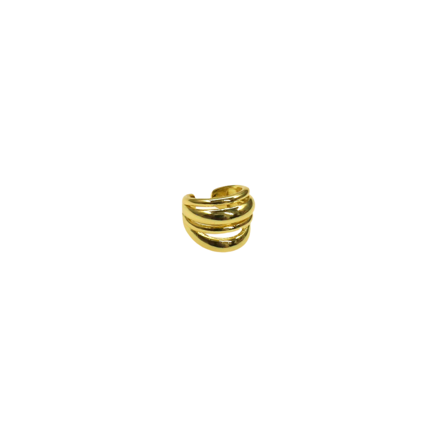 18k gold earcuff with a delicate triple band design for elegant everyday wear