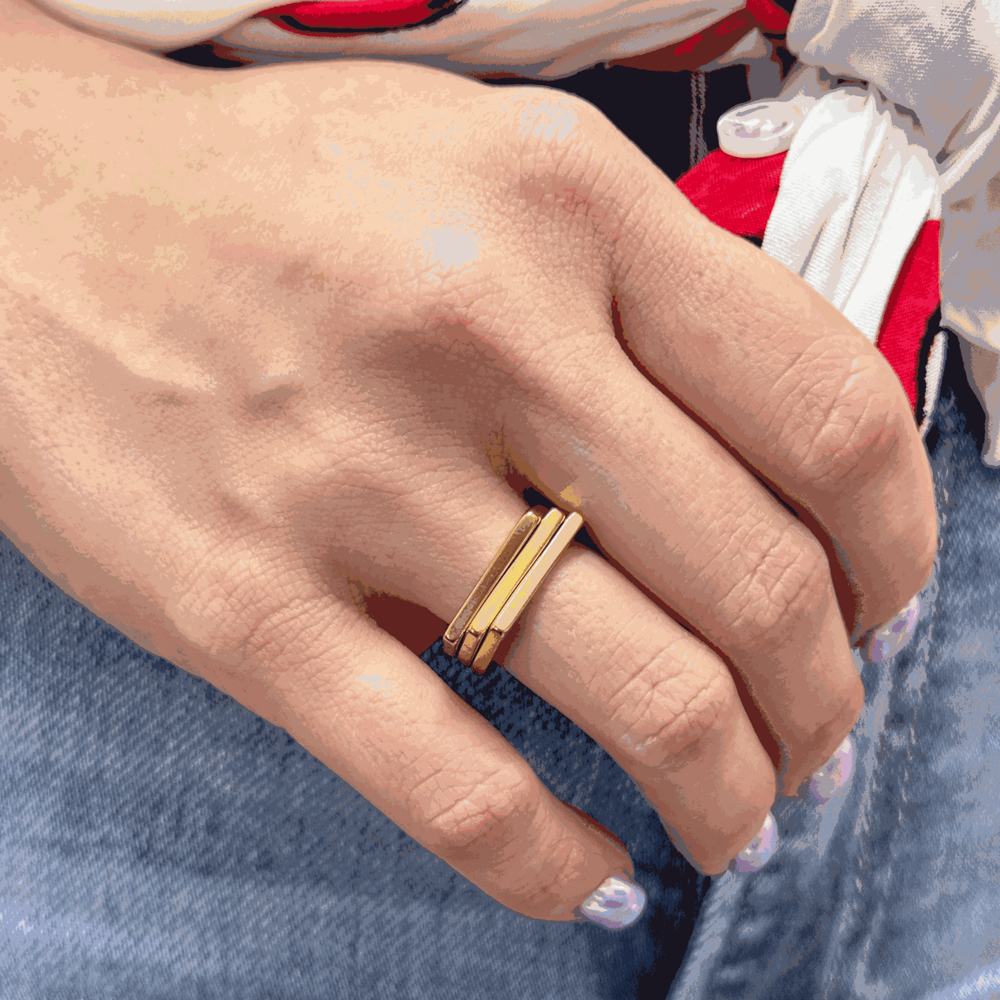 3 ON 1 ABTRAC GOLD RING