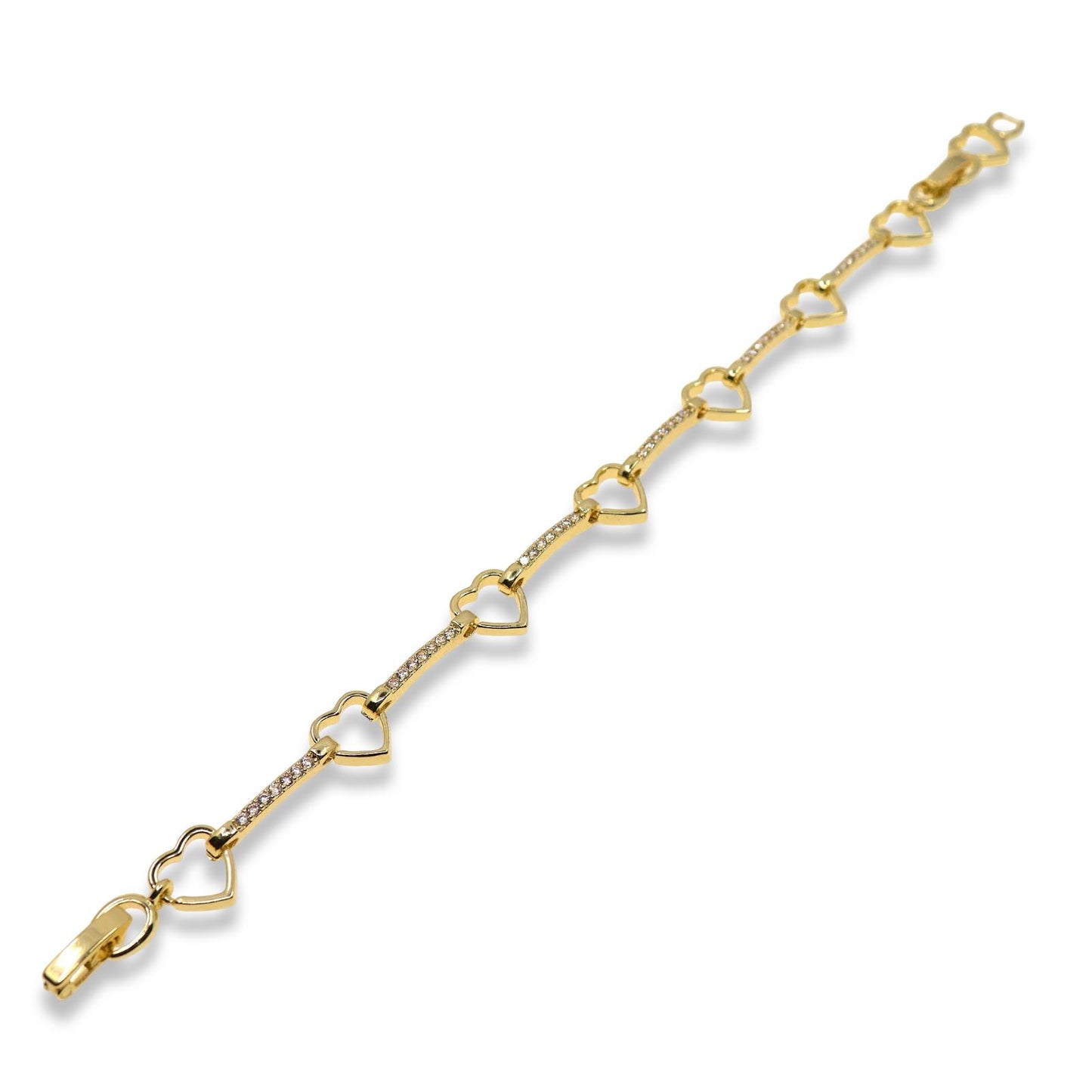 HEART & ZIRCONIA BAR LINK BRACELET