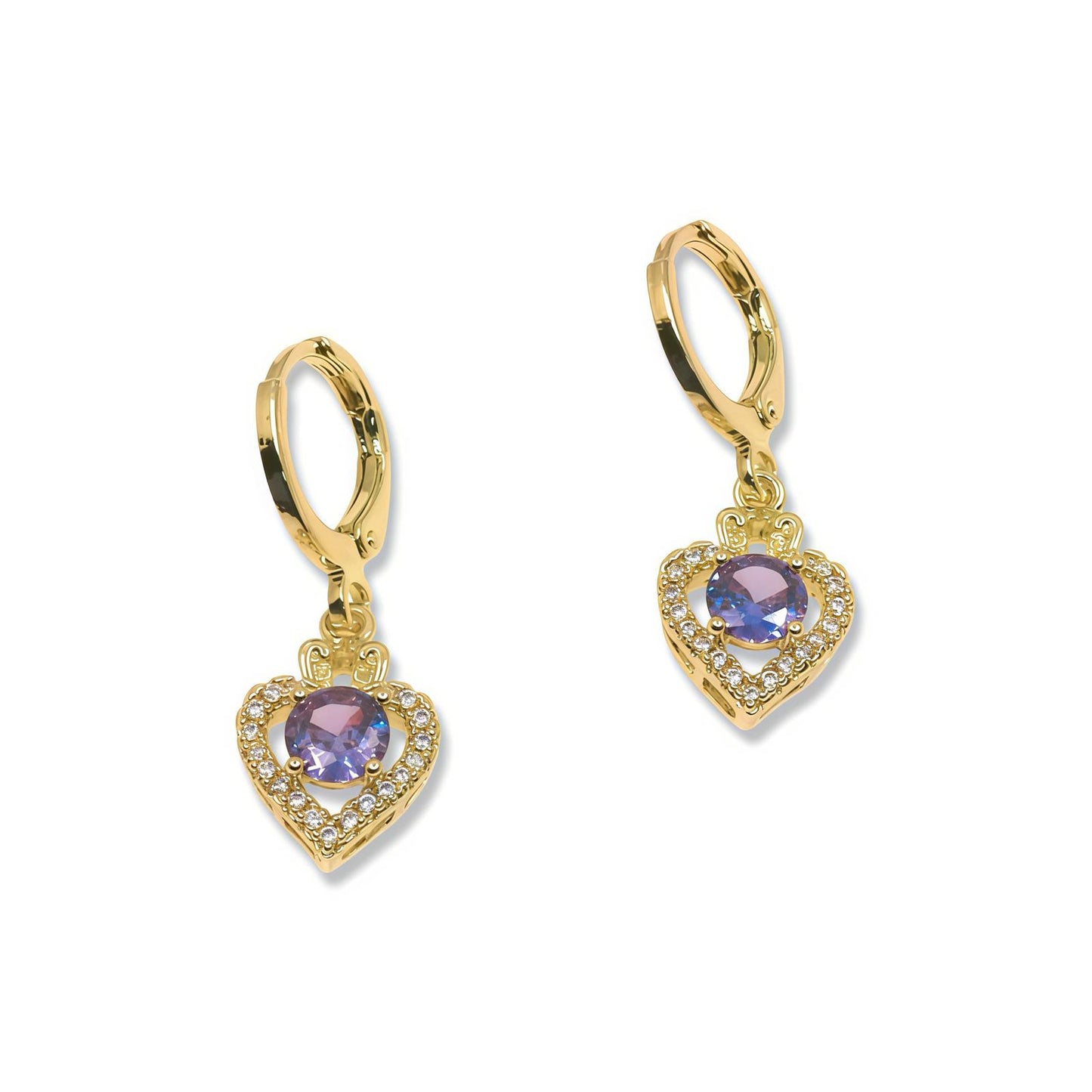 MINI HUGGIE EARRING - HEART ZIRCONIA CHARM