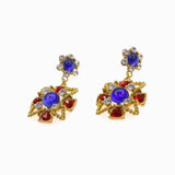 Luxurious gold filled INFANTA EARRING with vintage-inspired design, adorned with colorful gems.