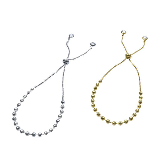 Adjustable tiny beads bracelets in gold and silver with sliding closure for elegant fit