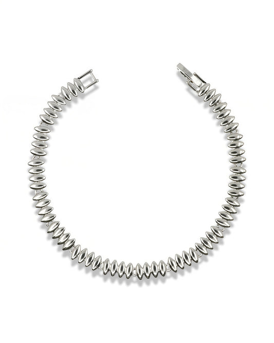 SILVER ELONGATED OVAL LINK CHAIN BRACELET