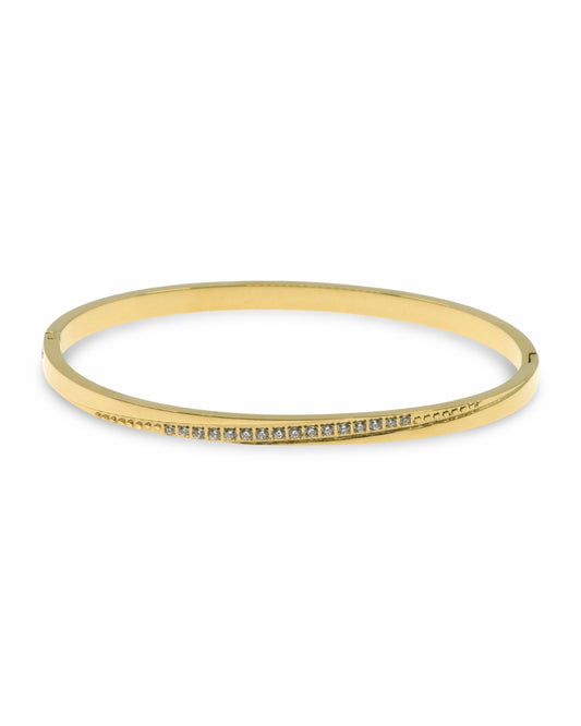 TAPERED ZIRCONIA LINE BANGLE BRACELET - GOLD & SILVER