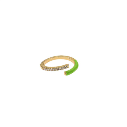 Elegant Candy Gold Ring with unique design and green accent, perfect accessory for any outfit.