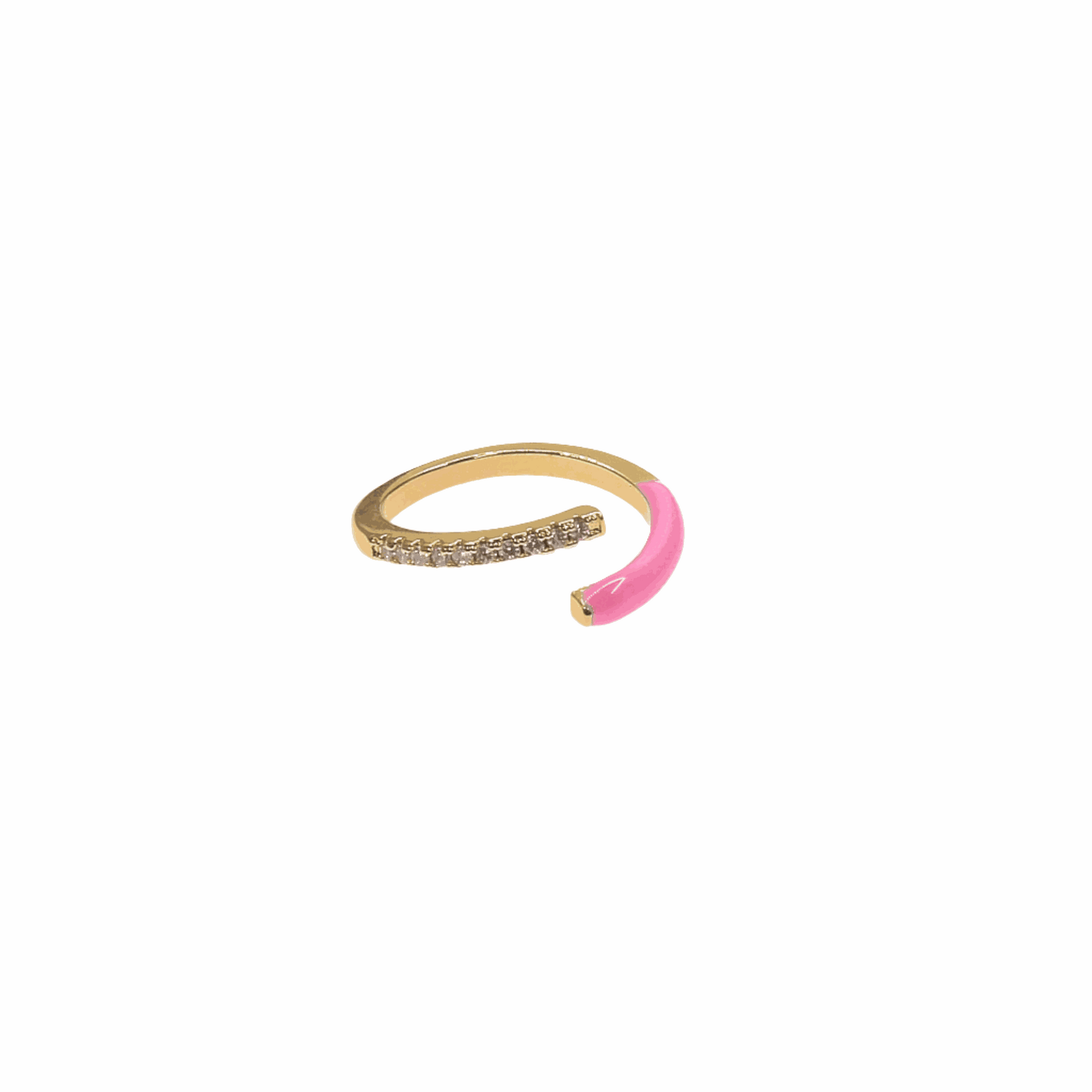 CANDY GOLD RING with elegant pink accent and sparkling design.