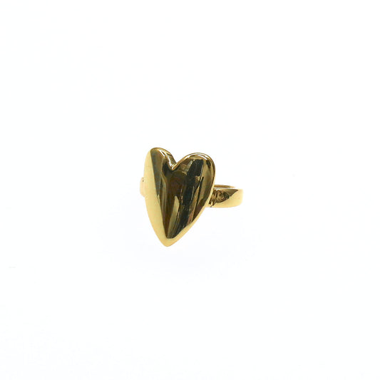 gold heart-shaped flat love ring with sleek modern design