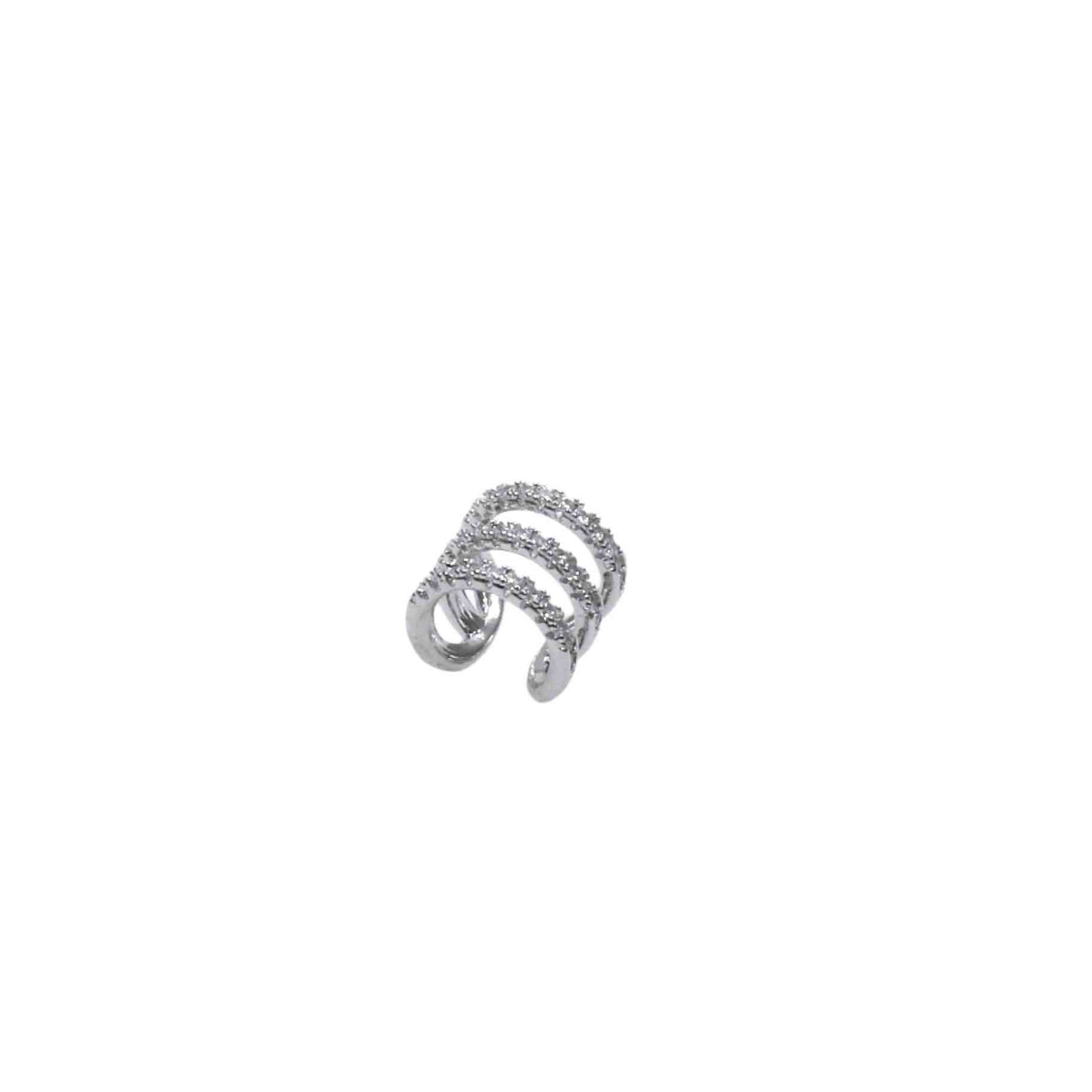 SHINE STONE SILVER CUFF with sparkling zirconia stones in sleek silver design.