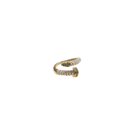 Gold nail ring adorned with mini pearls for elegant manicure accessory