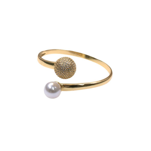BIG PEARL AND FIREBALL BANGLE