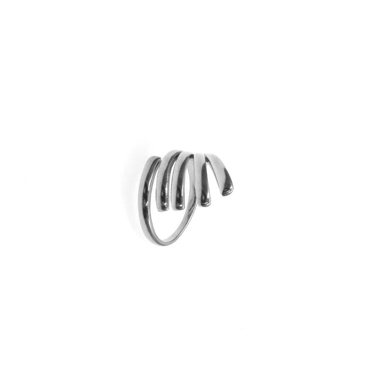 silver spring stainless steel rings with spiral design