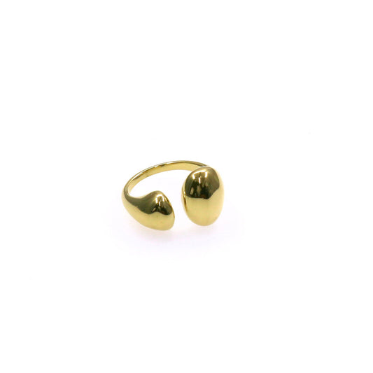 Minimalist open gold-tone stainless steel ring with sleek modern design