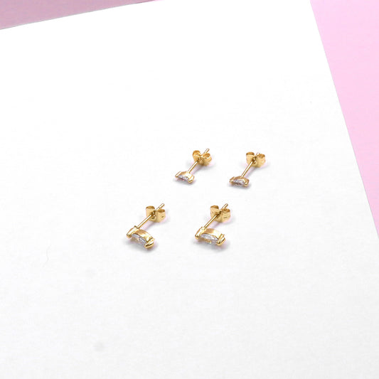 TINY OVAL ZIRCONIA STUD EARRING