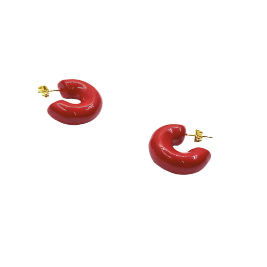 RED CHUNKY HOOP EARRING