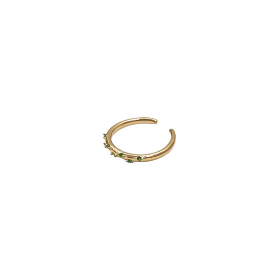 Adjustable gold filled mini zirconia ring with delicate green stones Elegant and minimalist design