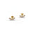 Gold earrings with small diamonds on a white background