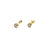 Gold stud earrings with clear gemstones on a white background