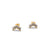 Gold bow-shaped earrings with clear stones on a white background