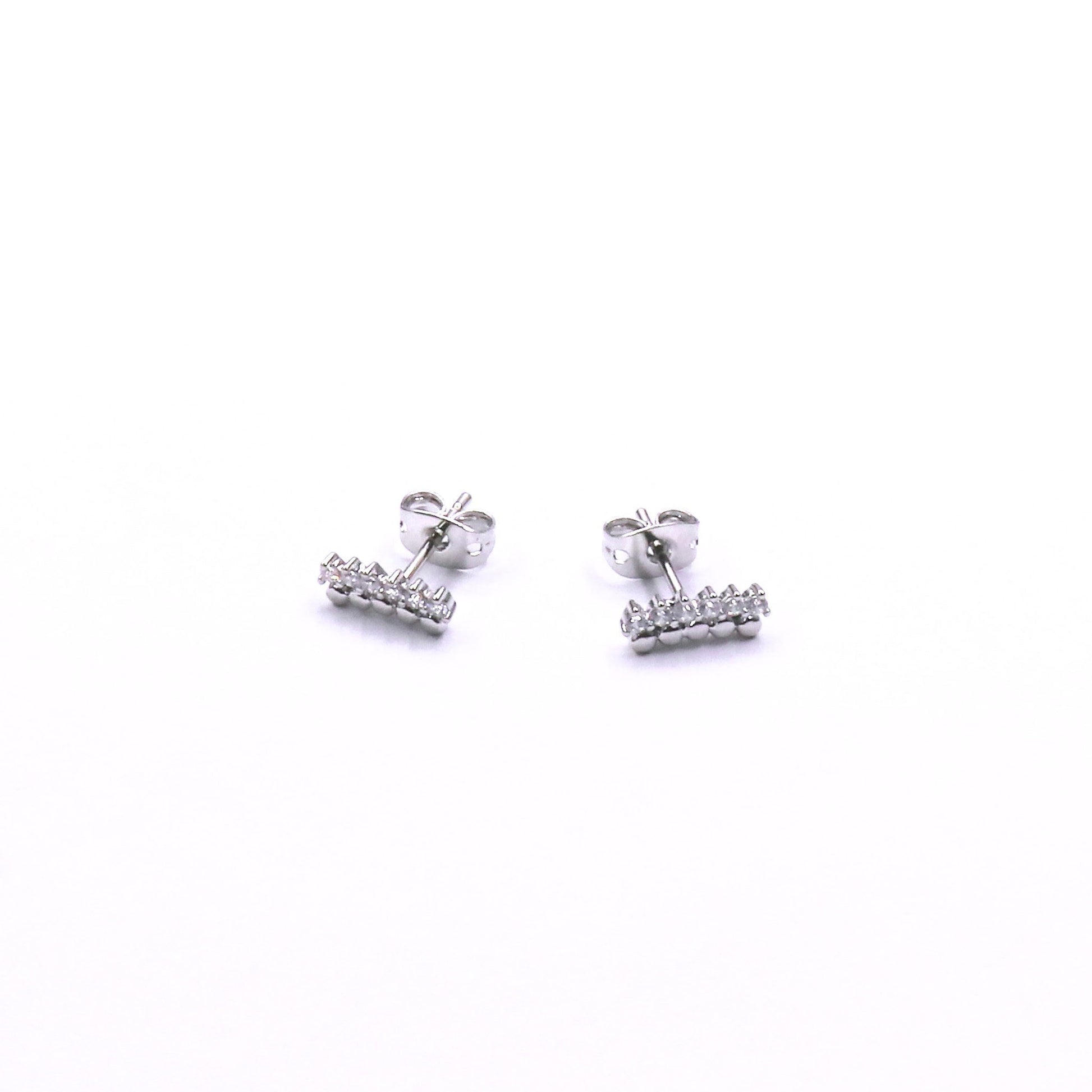Gold filled Shine Line Stud earrings with mini zirconia accents, delicate and elegant for everyday wear