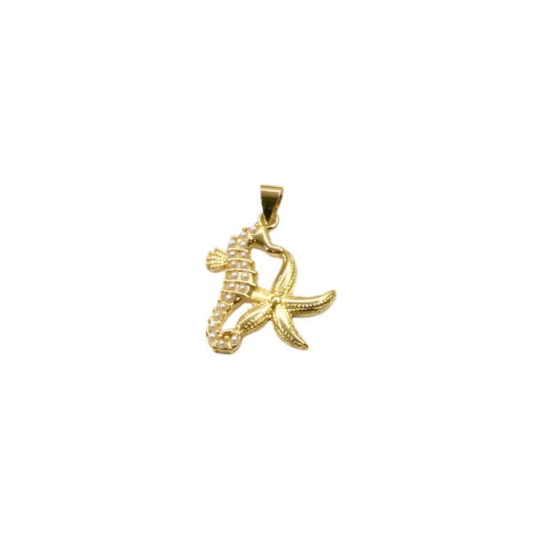 Pearl seahorse & starfish charm