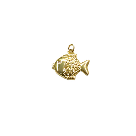 Textured Fish Charm with Crystal Eye