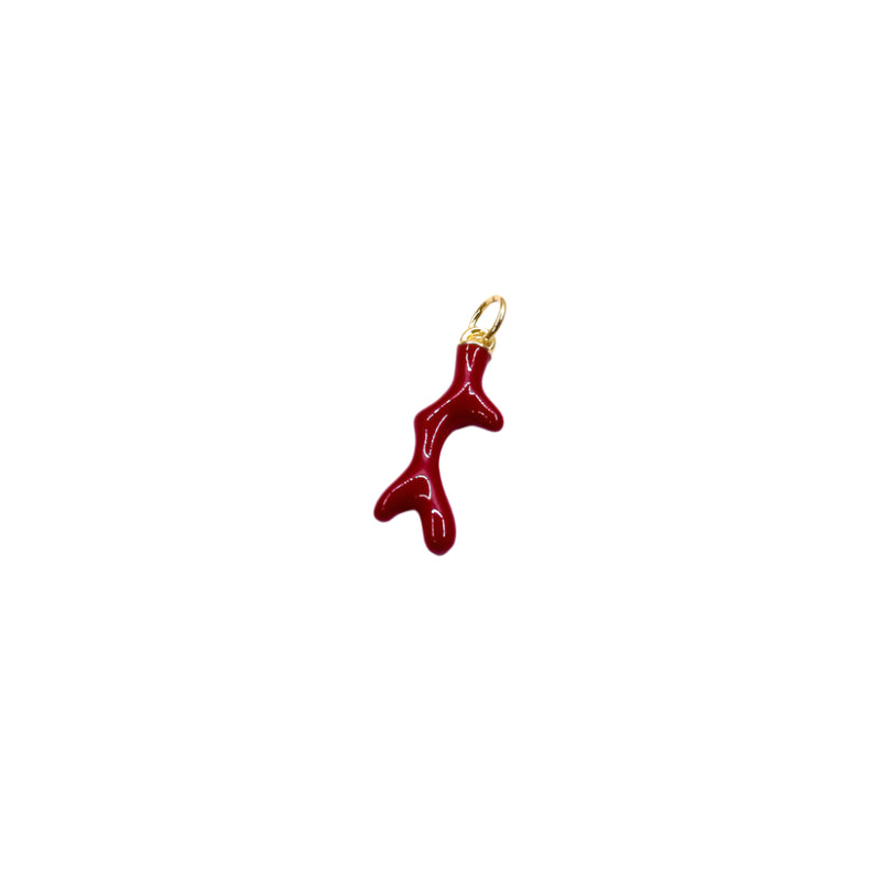 Coral branch charm with gold bail