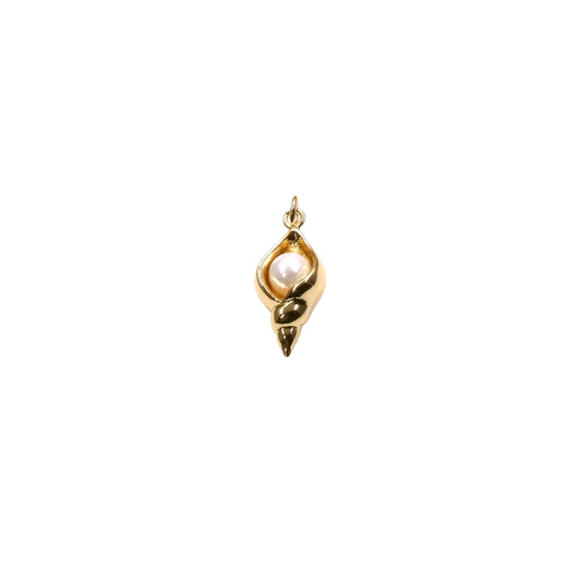 Gold pendant with a pearl on a white background