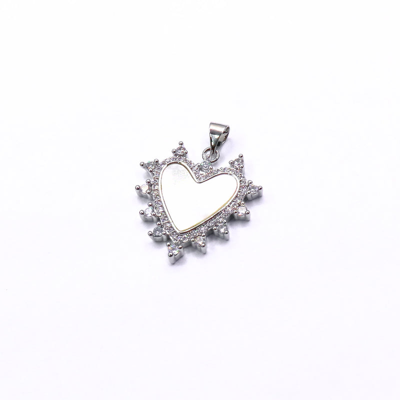 Heart with Mother of Pearl & Zirconia Halo