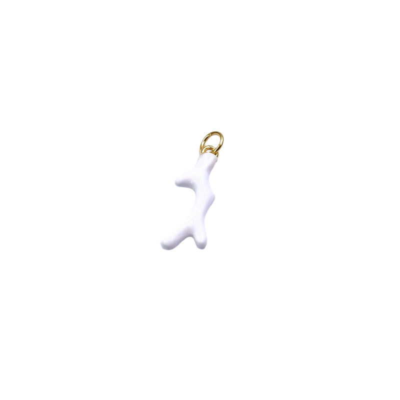 Coral branch charm with gold bail
