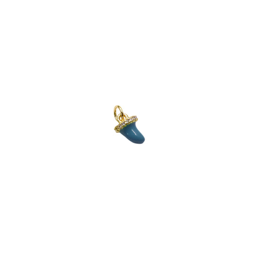 Blue Italian Horn Charm with Pavé Cap