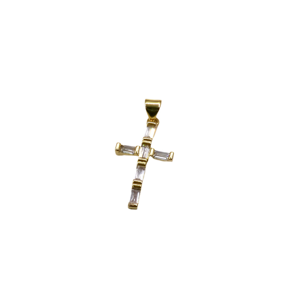 Baguette-Cut Crystal Cross Pendant