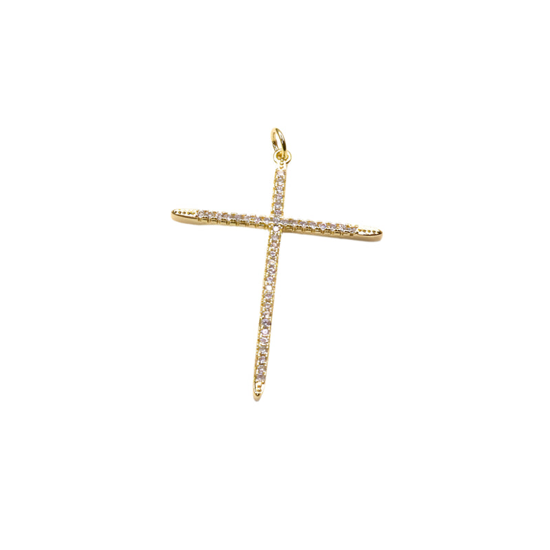 Slim pavé cross pendant