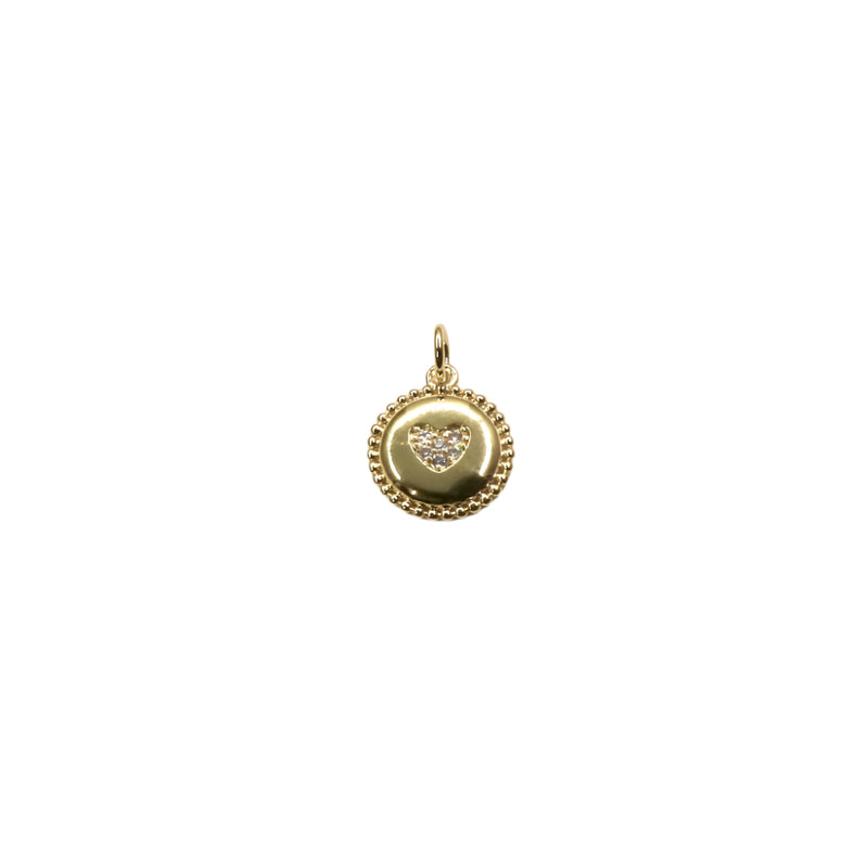 Pavé heart medallion with beaded border