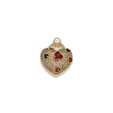 HEART LOCK PENDANT WITH MINI CUBIC ZIRCONIA & COLORFUL HEART STONES