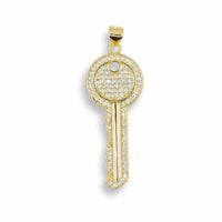 Golden Key Pavé Pendant – 14K Gold Filled