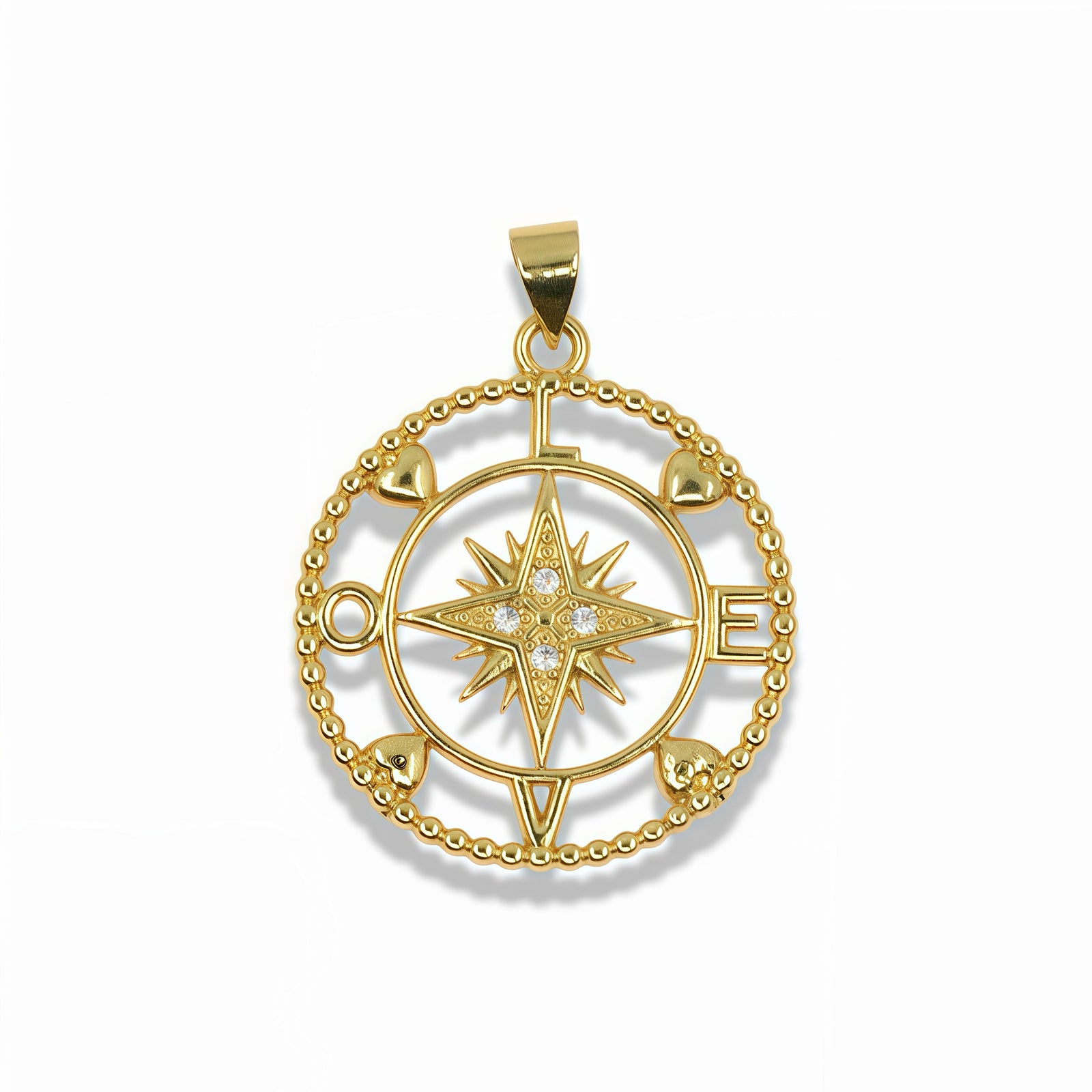 14K Gold Filled Love Compass Pendant