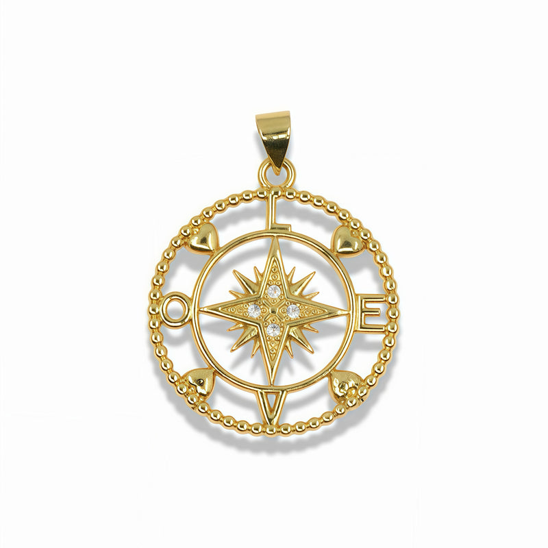 14K Gold Filled Love Compass Pendant