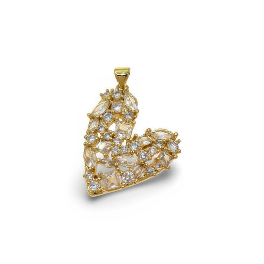 SLIM HEART PENDANT FILLED WITH MIXED SHAPE CUBIC ZIRCONIA