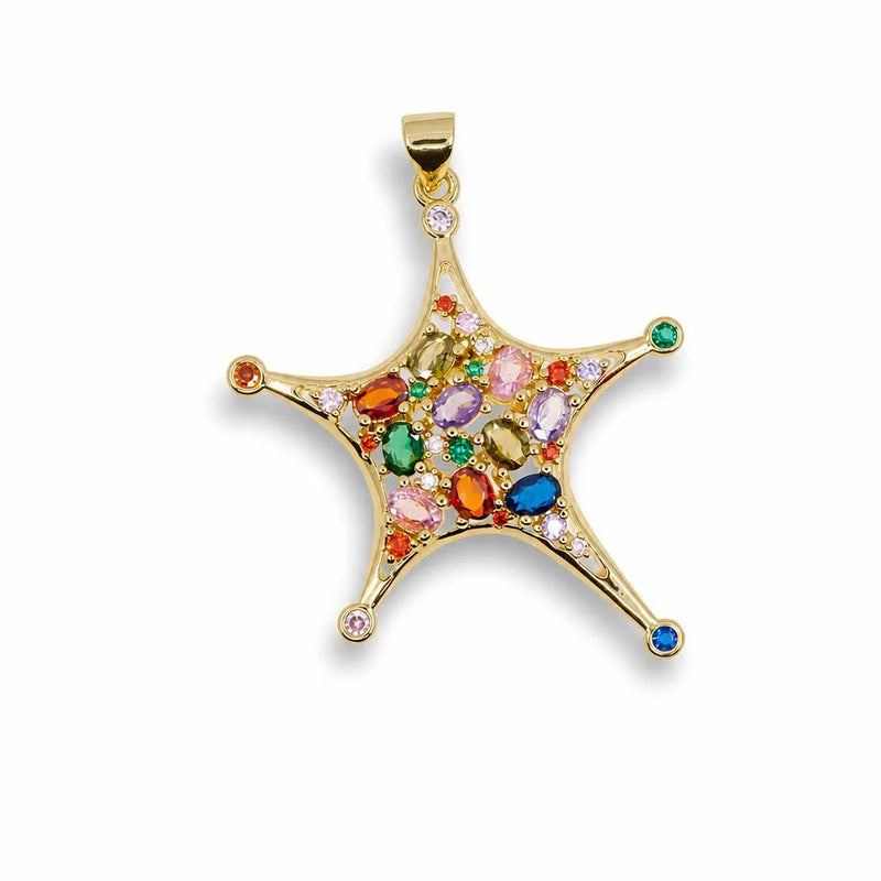 Abstract Multicolor Crystal Star Pendant