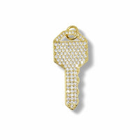 Golden Key Pavé Pendant – 14K Gold Filled