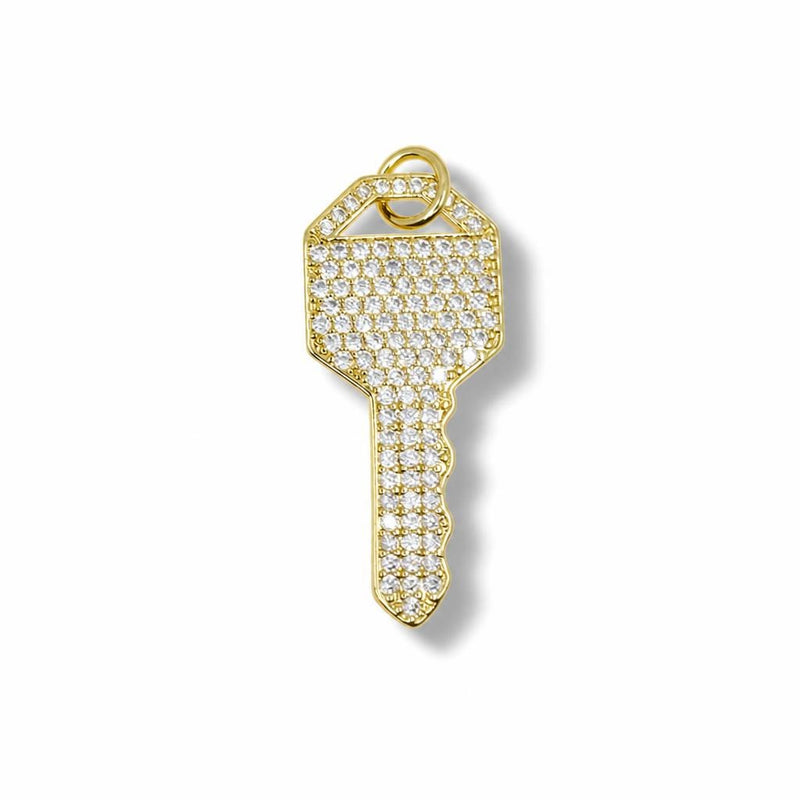 Golden Key Pavé Pendant – 14K Gold Filled