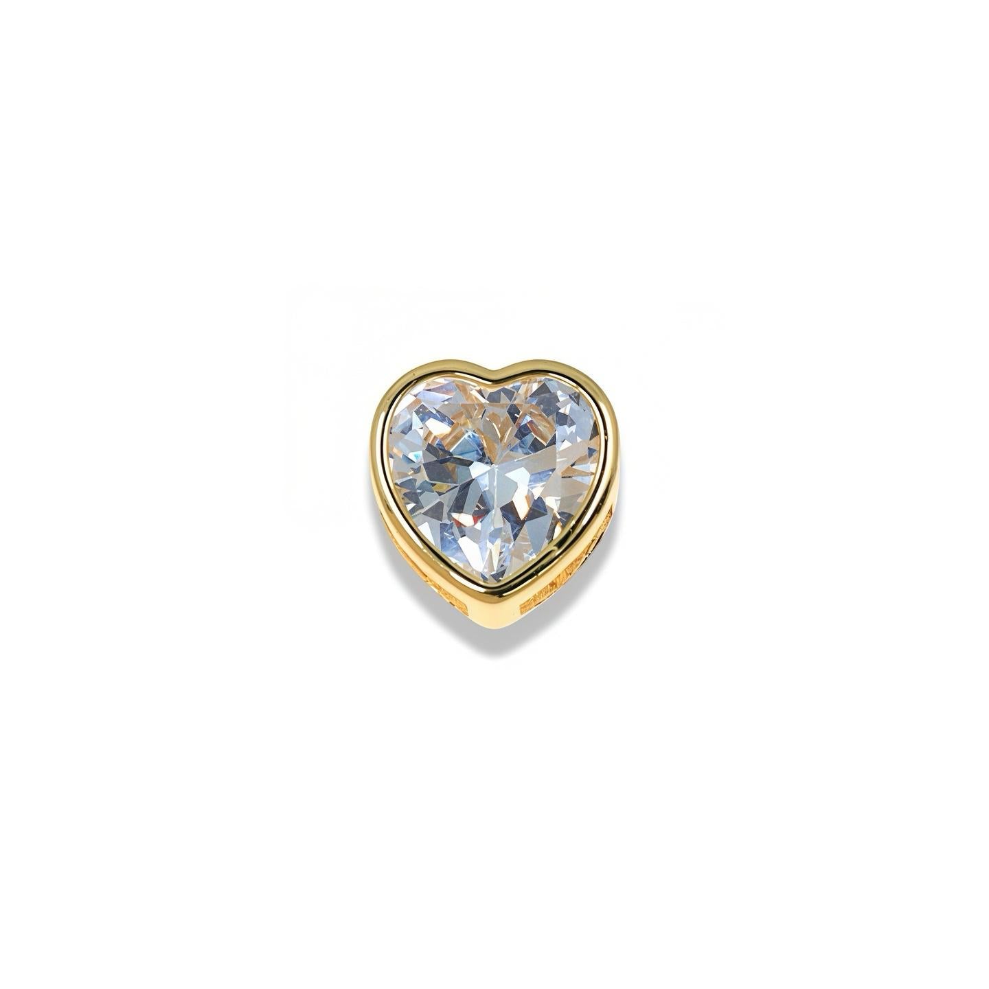 GOLD HEART CHARM WITH SPARKLING CUBIC ZIRCONIA
