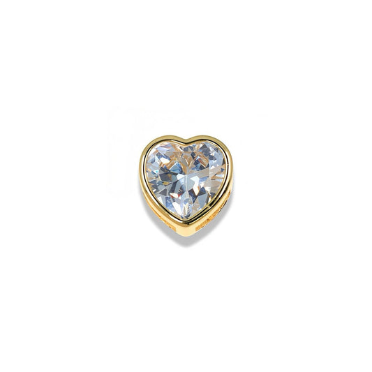 GOLD HEART CHARM WITH SPARKLING CUBIC ZIRCONIA
