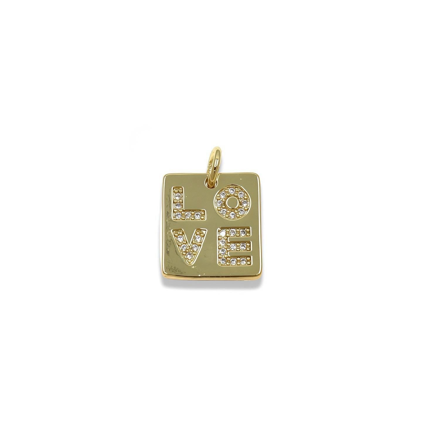 SQUARE LOVE PENDANT WITH CUBIC ZIRCONIA LETTER DETAILS