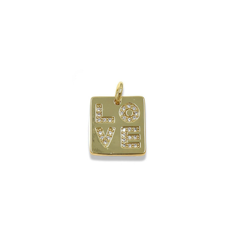 SQUARE LOVE PENDANT WITH CUBIC ZIRCONIA LETTER DETAILS