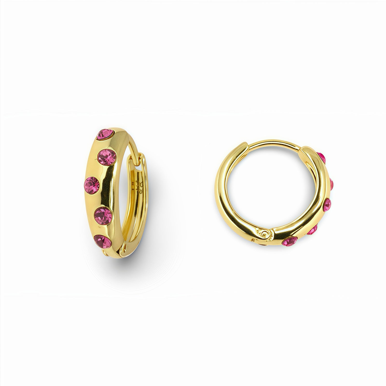 14k Gold Filled Pink Crystal Hoop Earrings