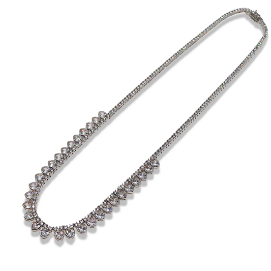 Heart Zirconia Tennis Necklace SLV